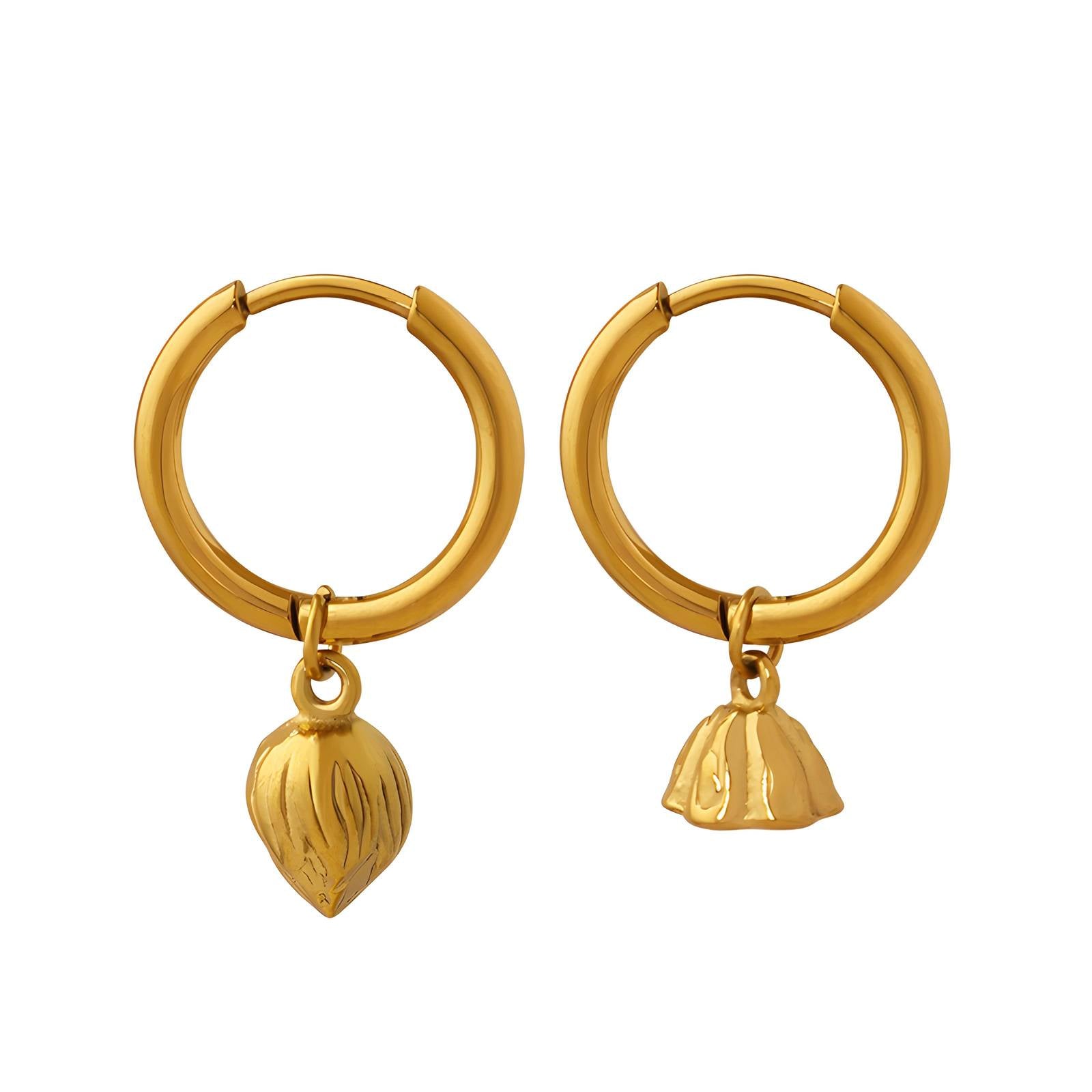 Gold Plated Stainless Steel Lotus Earring