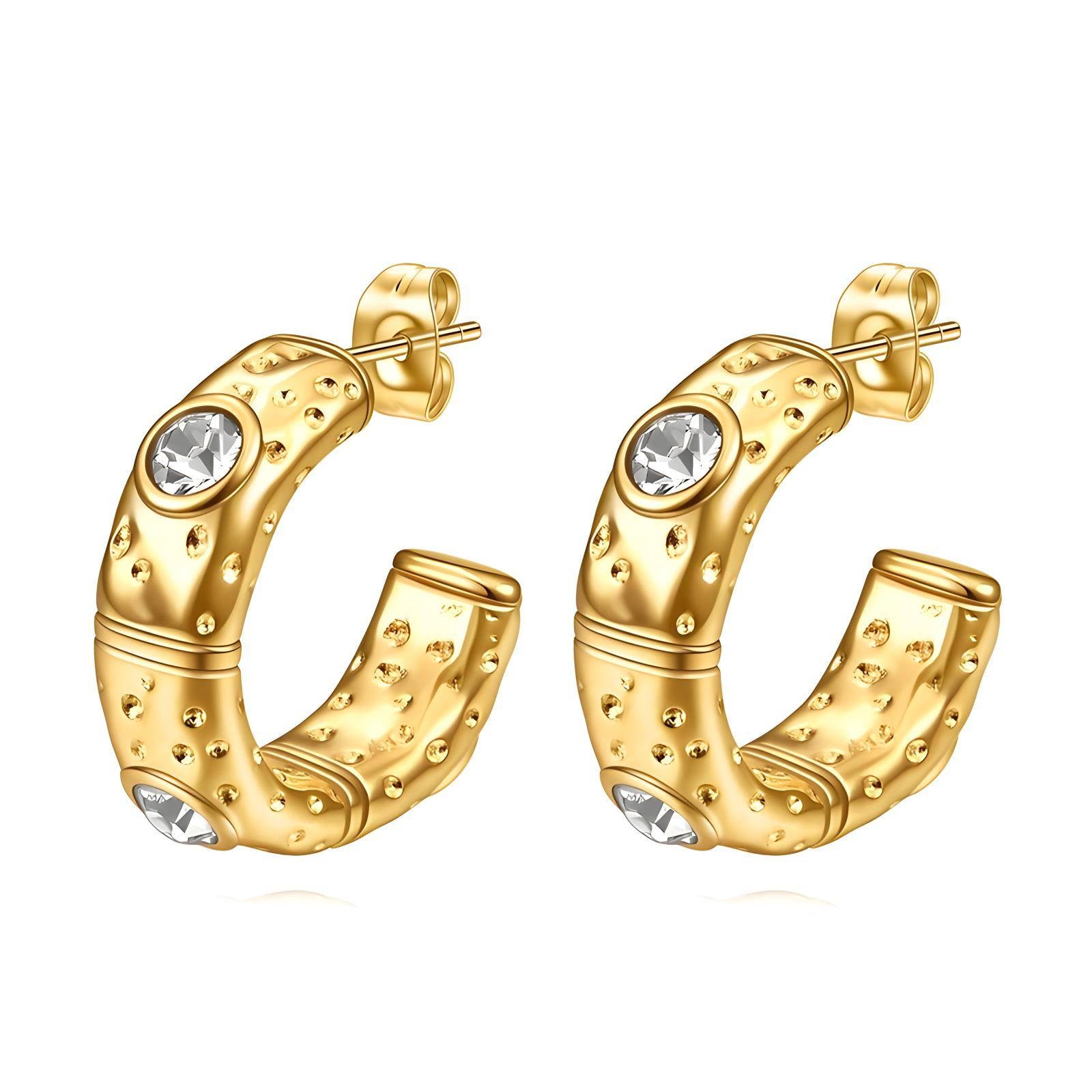 Gold Plated CZ Hoop Earring