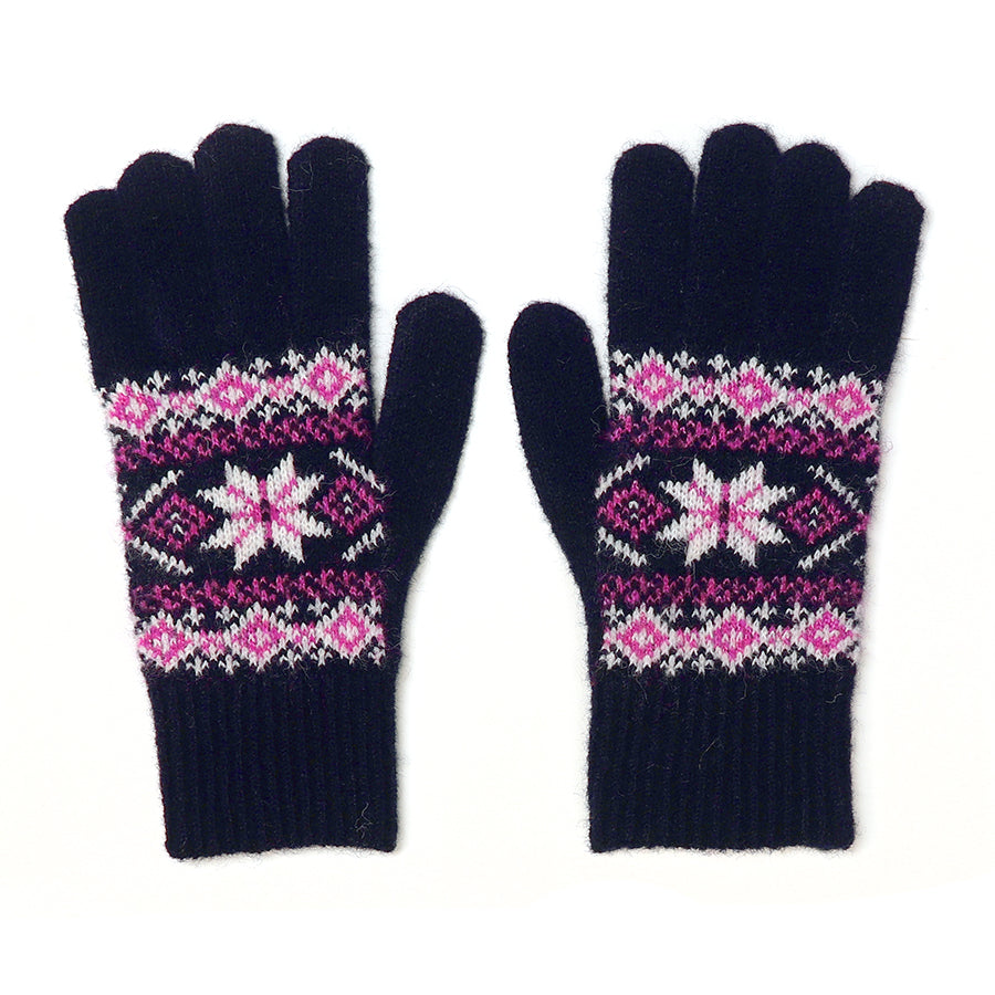 POM - Recycled blend navy mix star flower gloves