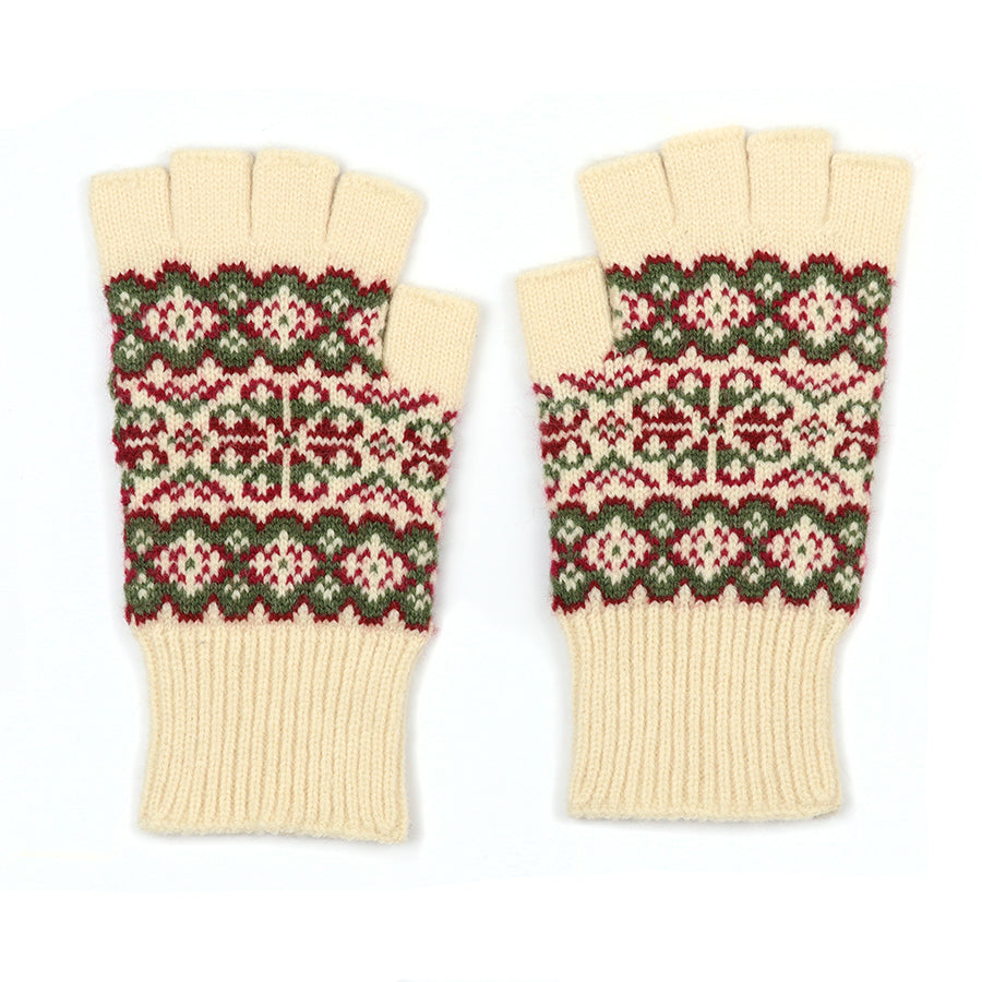 Festive Knit Fingerless Gloves - 2 colourways