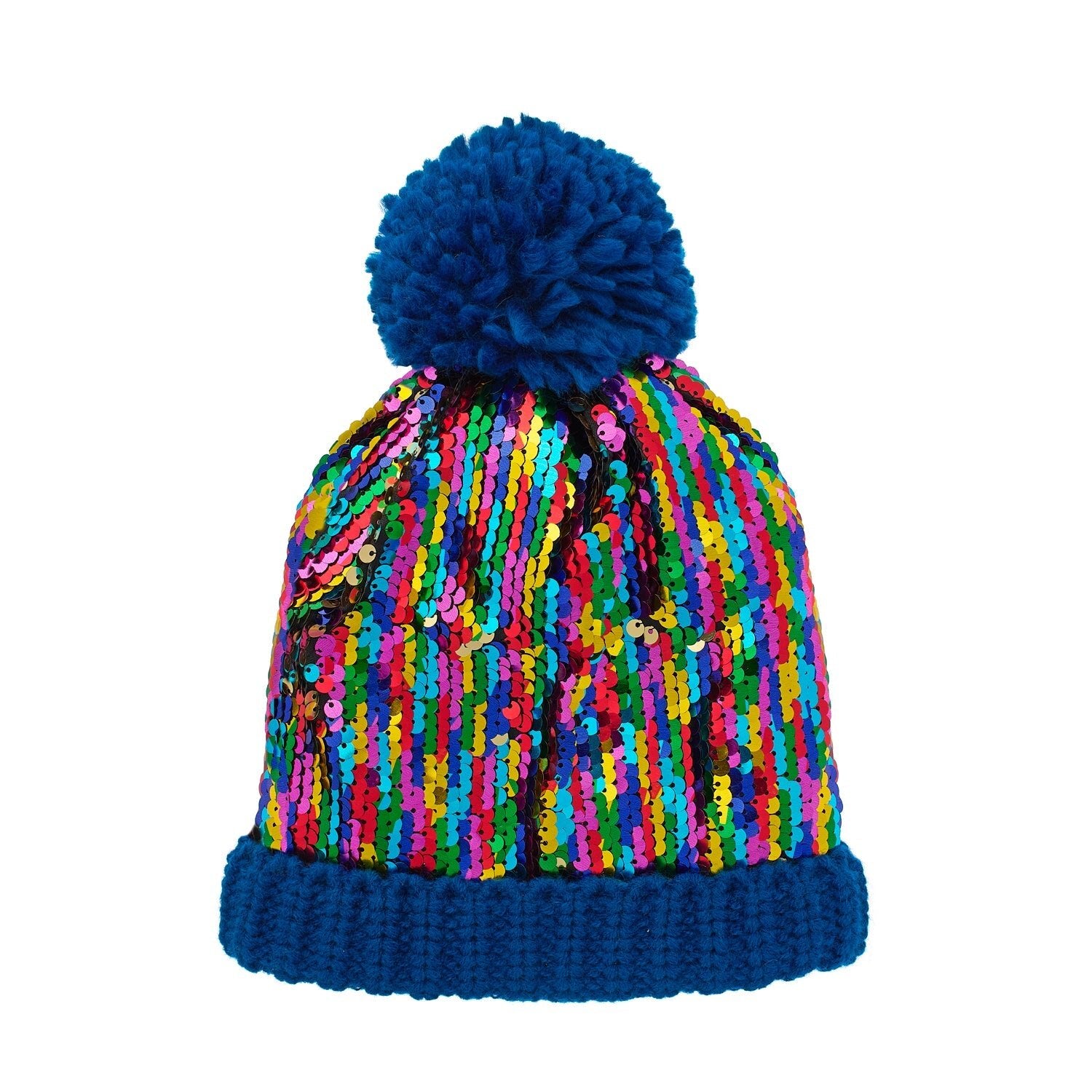 Rainbow Sequin Knitted Hat - 3-6 Years