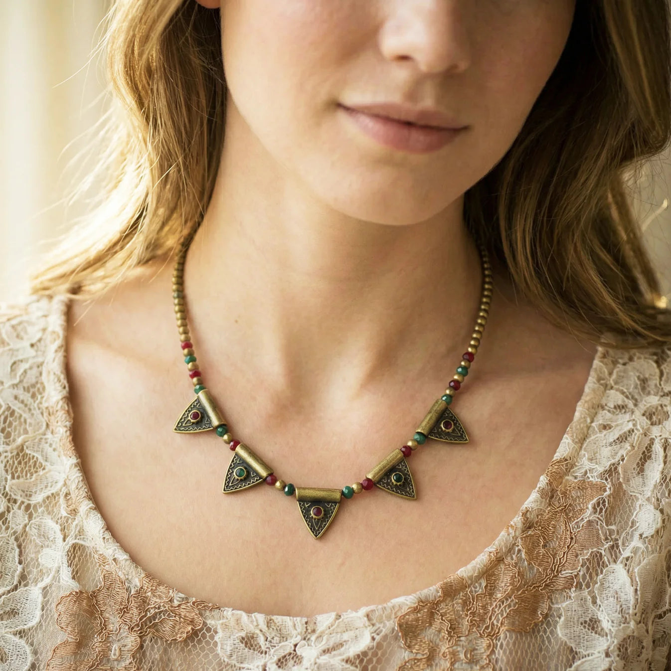 Boho Beaded Charm Necklace