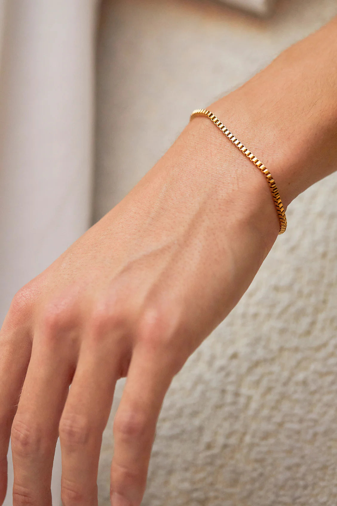 Men's Box Chain Bracelet - Gold