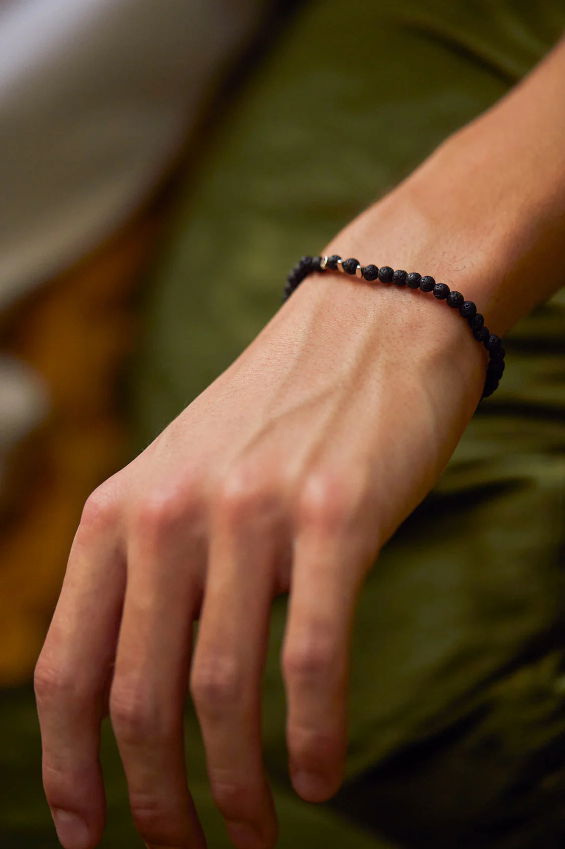 Men's Black Lava Beaded Bracelet