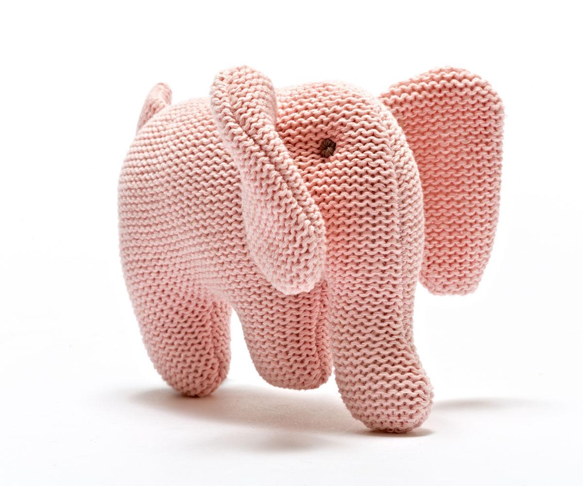 Knitted Pink Elephant Rattle