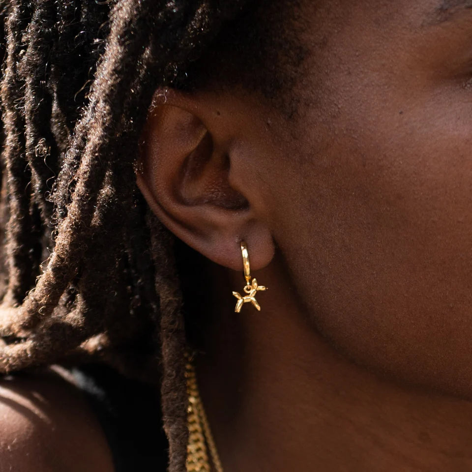 Scream Pretty - Balloon Dog Charm Hoops - Gold Plated