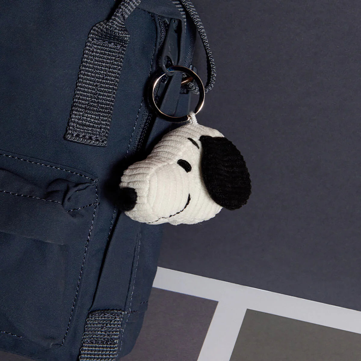 Snoopy Head Corduroy Keyring - Cream