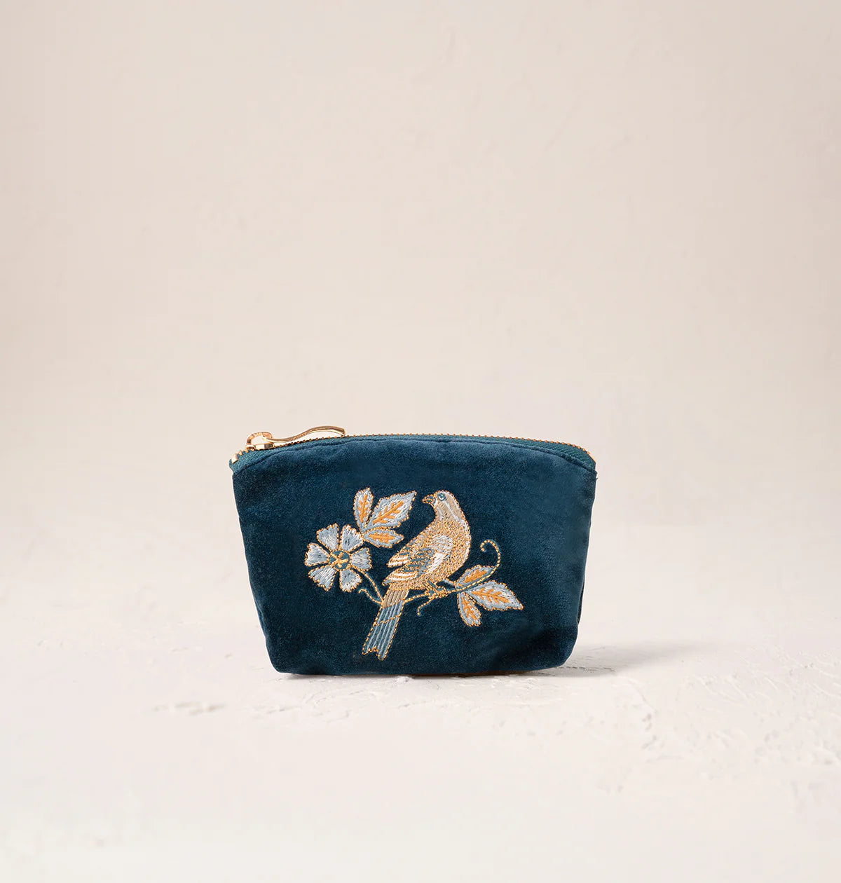 Botanical Birds Coin Purse - Ink Blue