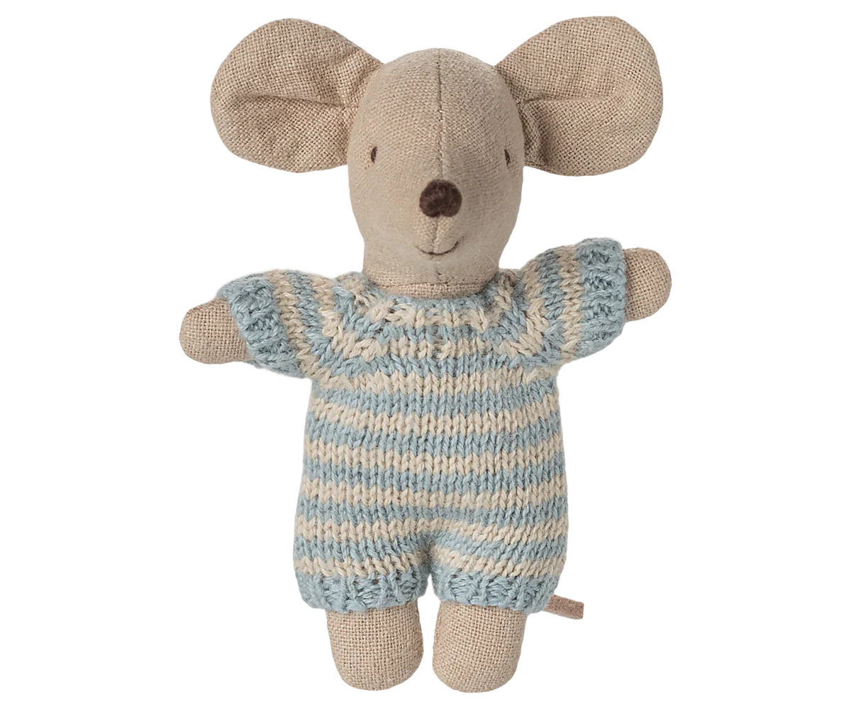 Maileg - Baby Mouse in Carry Cot - Blue
