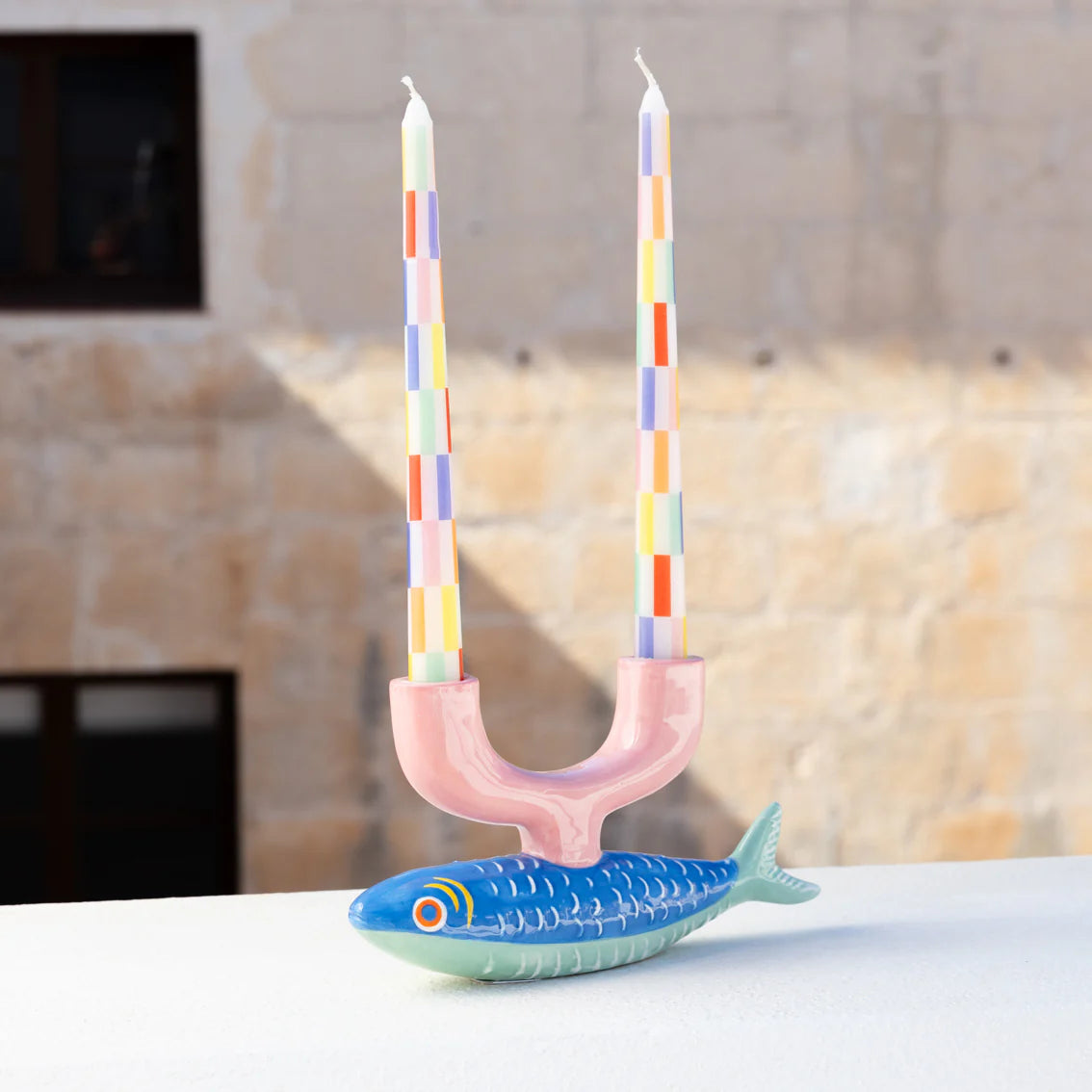 Ceramic Fish Double Candle Holder