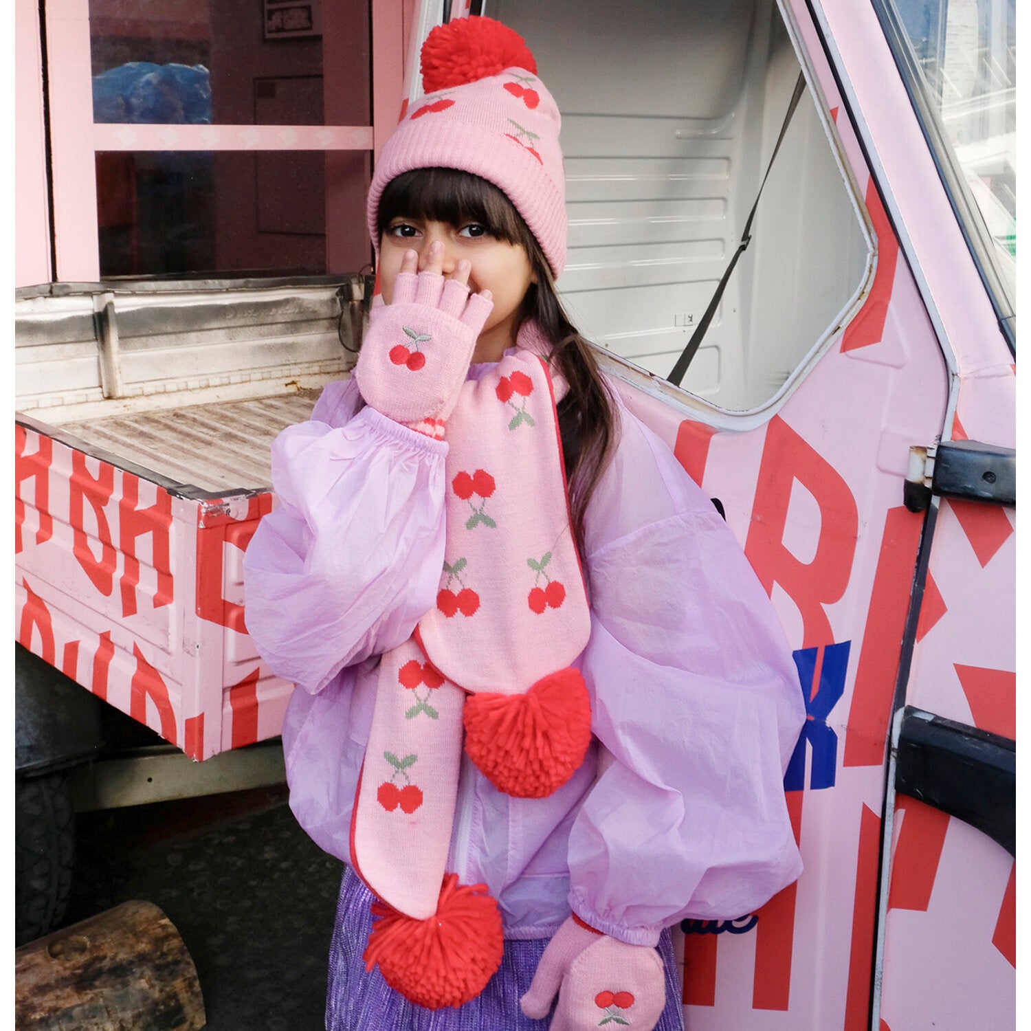 Cheerful Cherry Knitted Hat - 7-10 Years