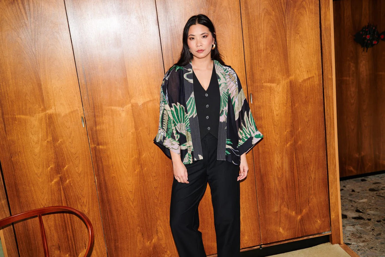 One Hundred Stars Kimono - Crane Emerald