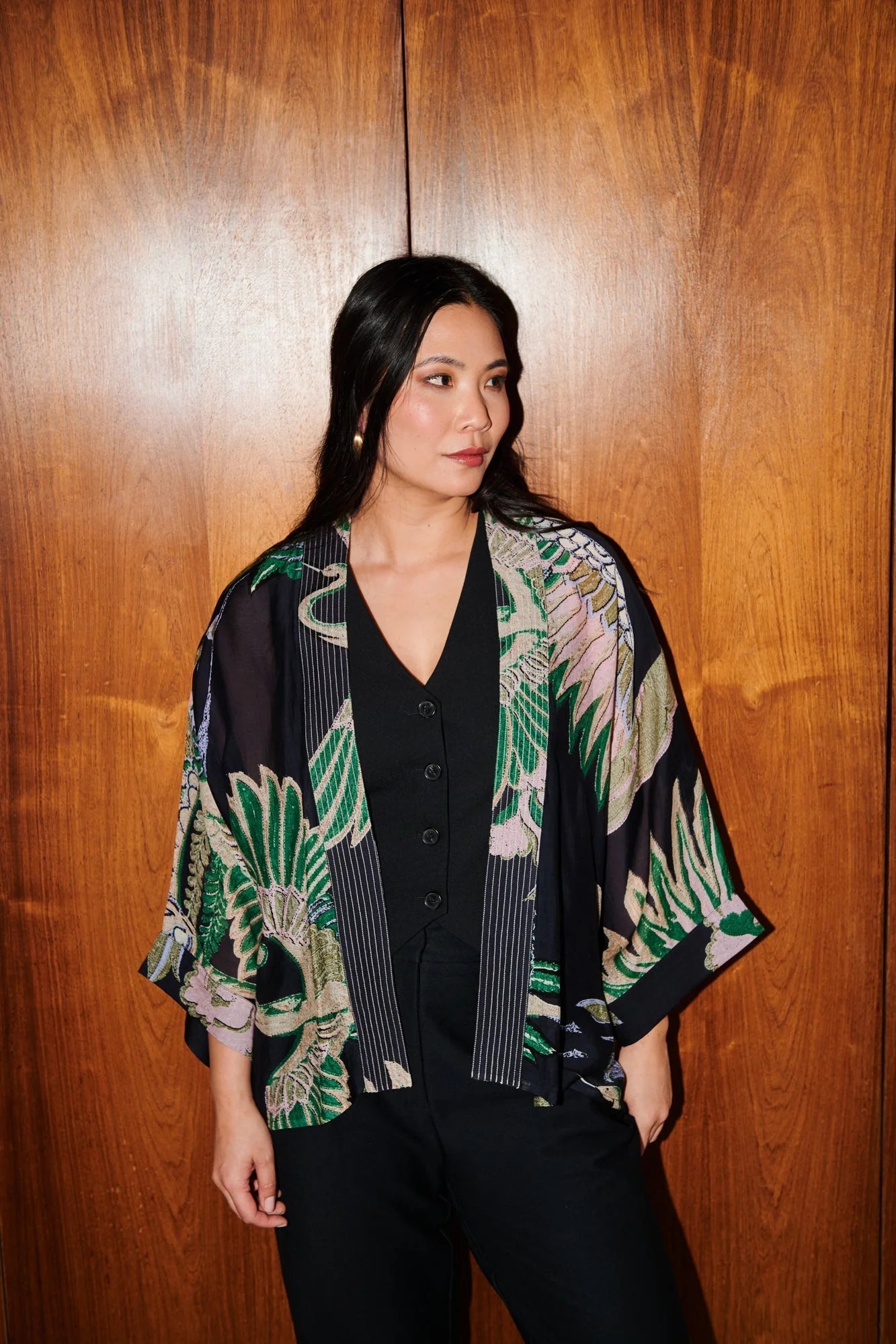 One Hundred Stars Kimono - Crane Emerald