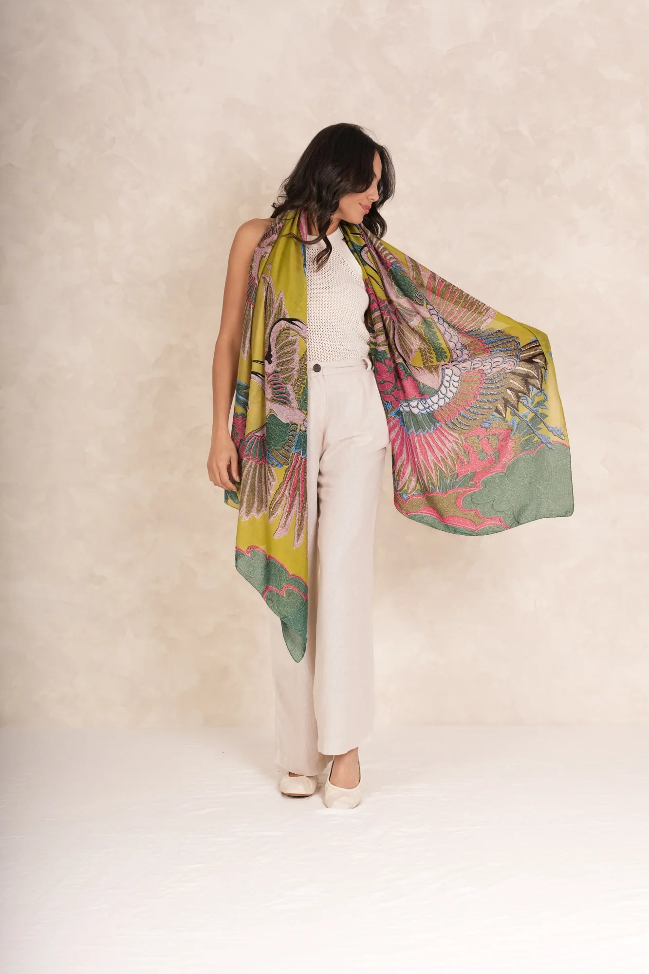 One Hundred Stars -  Scarf - Crane Olive