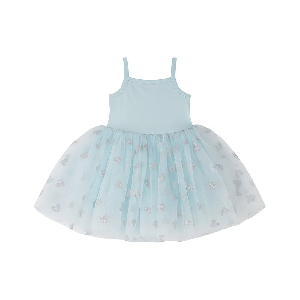 Bob & Blossom - Sky Blue and Silver Glitter Heart Dress 1-2