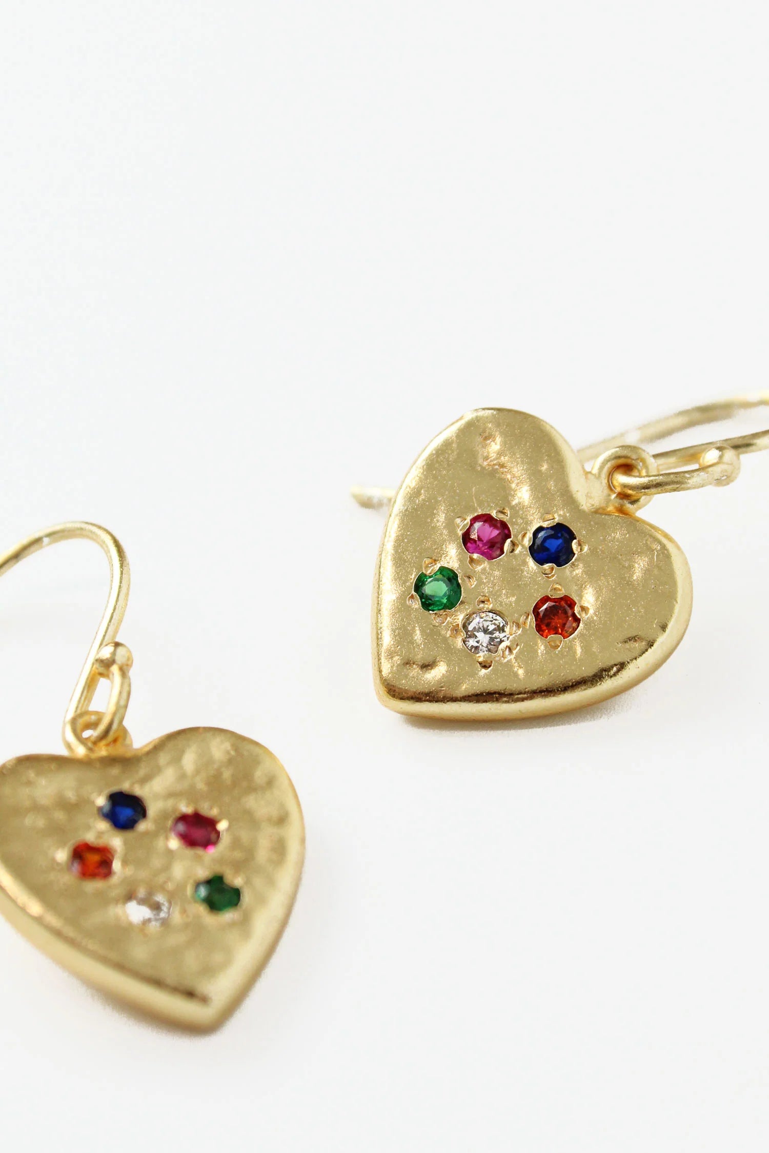 Gold Heart Gem Studded Earrings