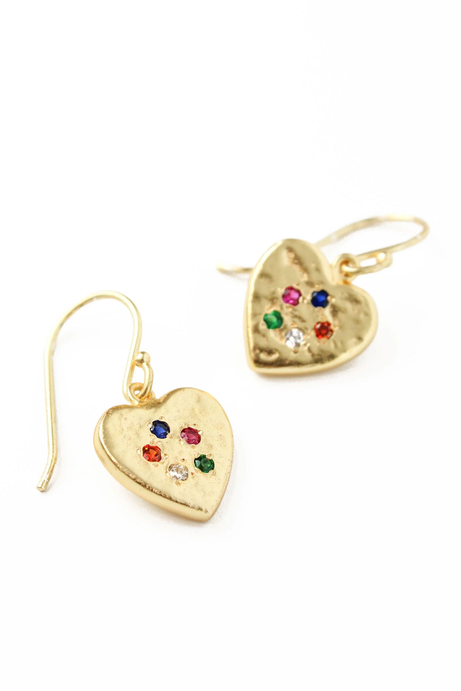 Gold Heart Gem Studded Earrings