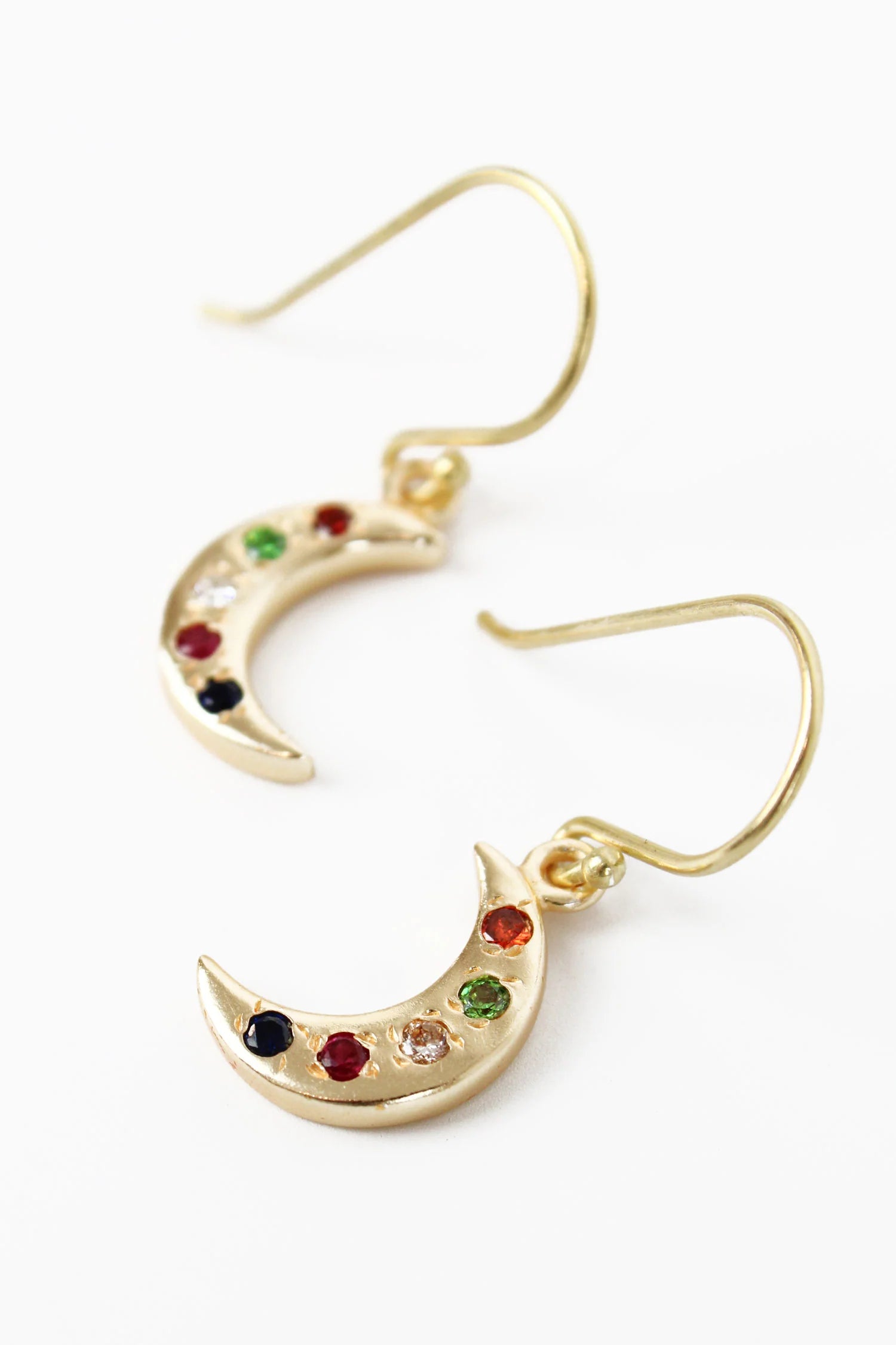 Gold Moon Gem Studded Earrings