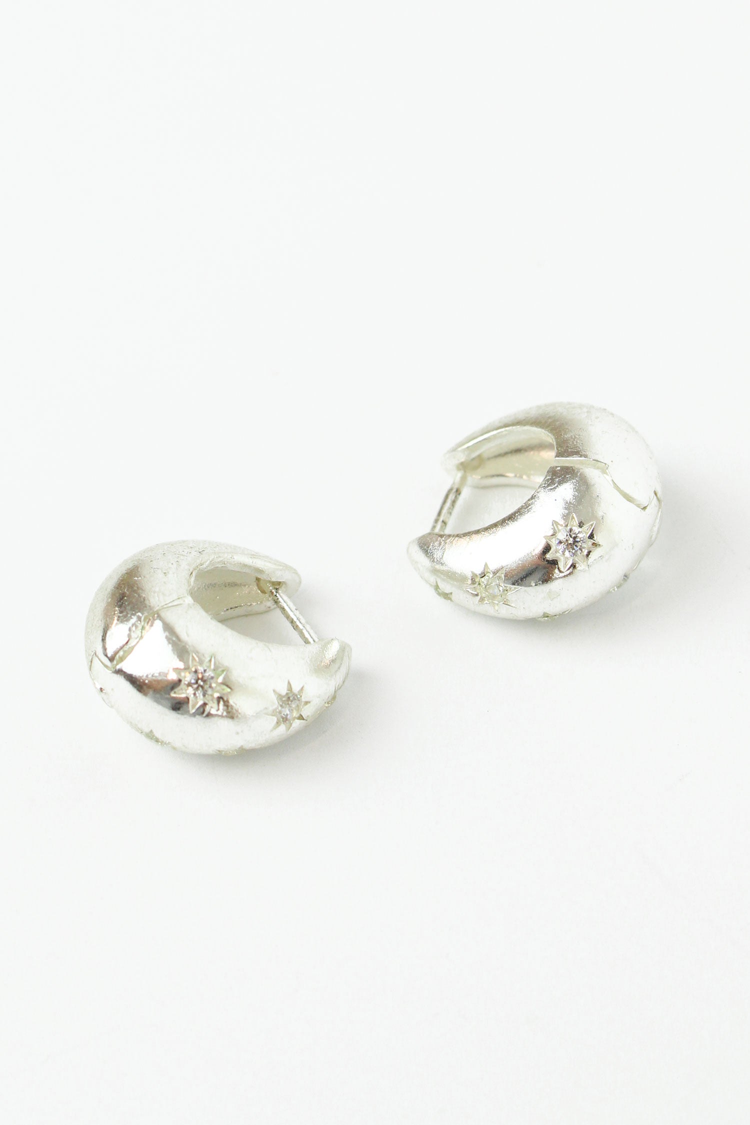 Silver Coloured CZ Hoop Earrings