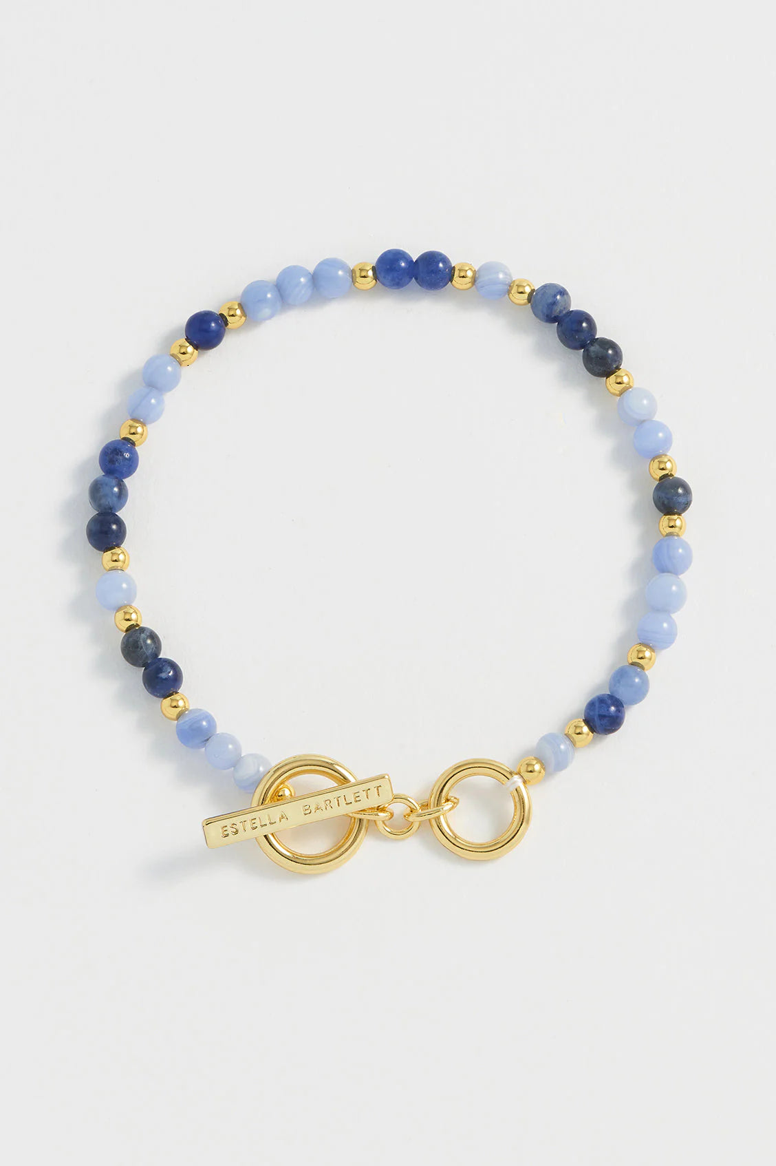 Mix Blue Semi Pr Beaded Bracelet - Gold