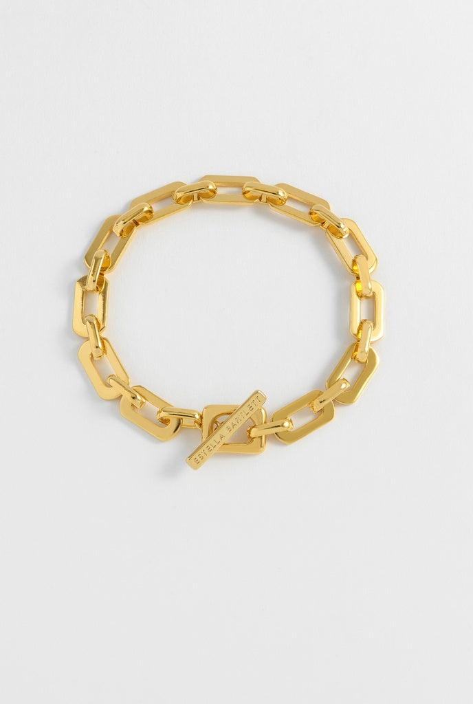 Square Link T-Bar Bracelet - Gold