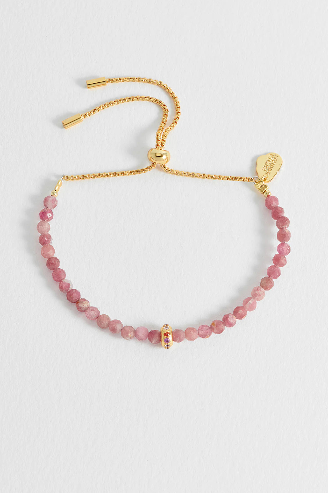 Pink Tourmaline CZ Disc Amelia Bracelet GP