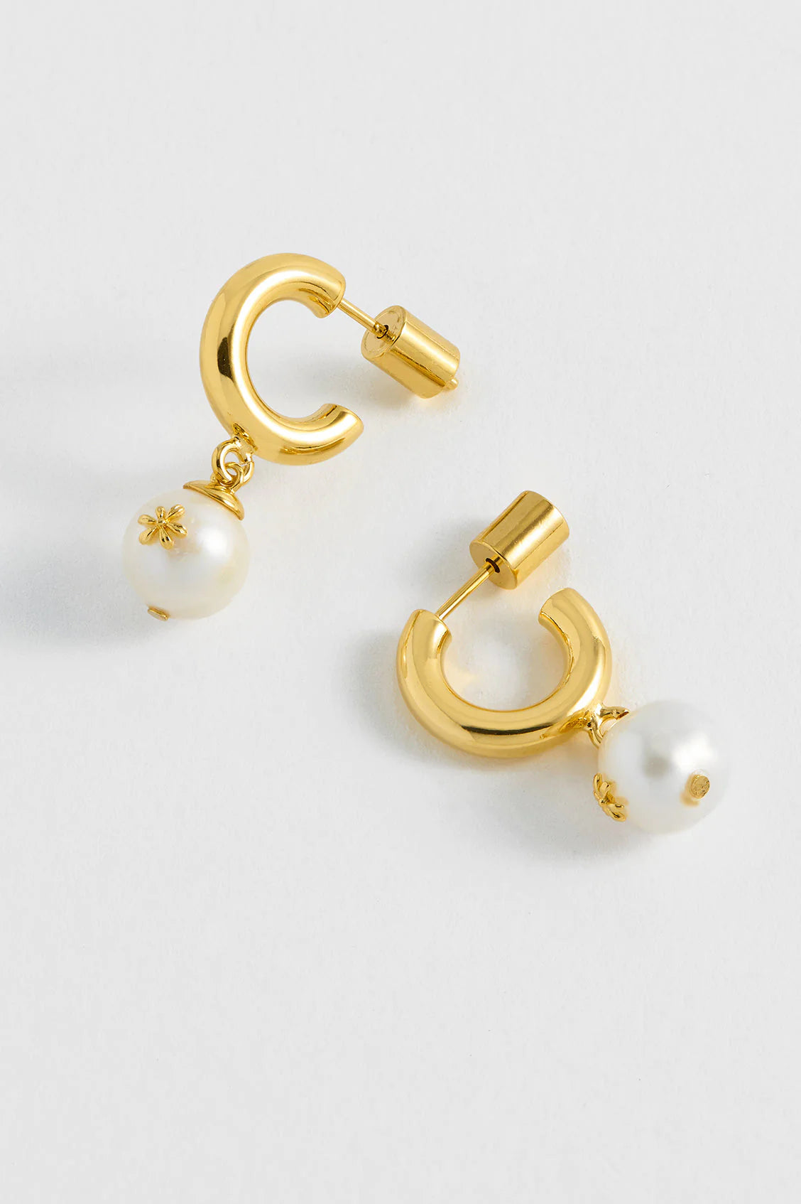 Drop Pearl Hoops -Floral Icon