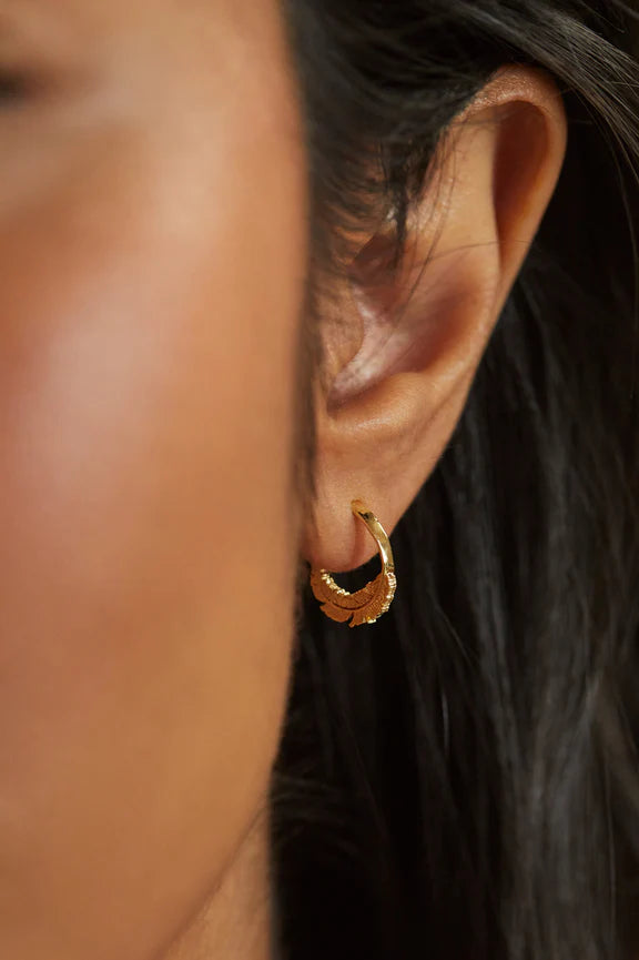 Feather Hoops Gold Plated