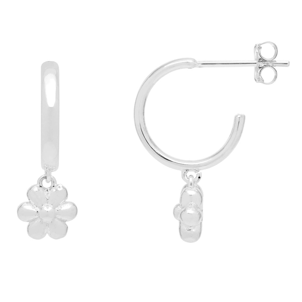 Flower Padlock Hoop Earrings SP