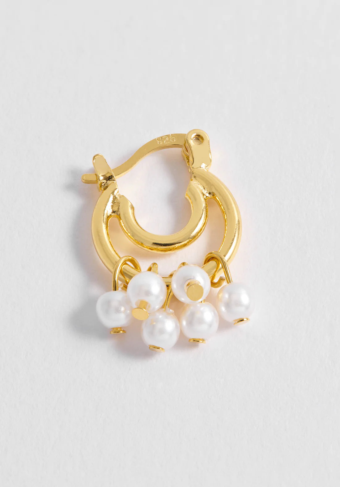 Double Hoop Drop Pearl Earrings GP