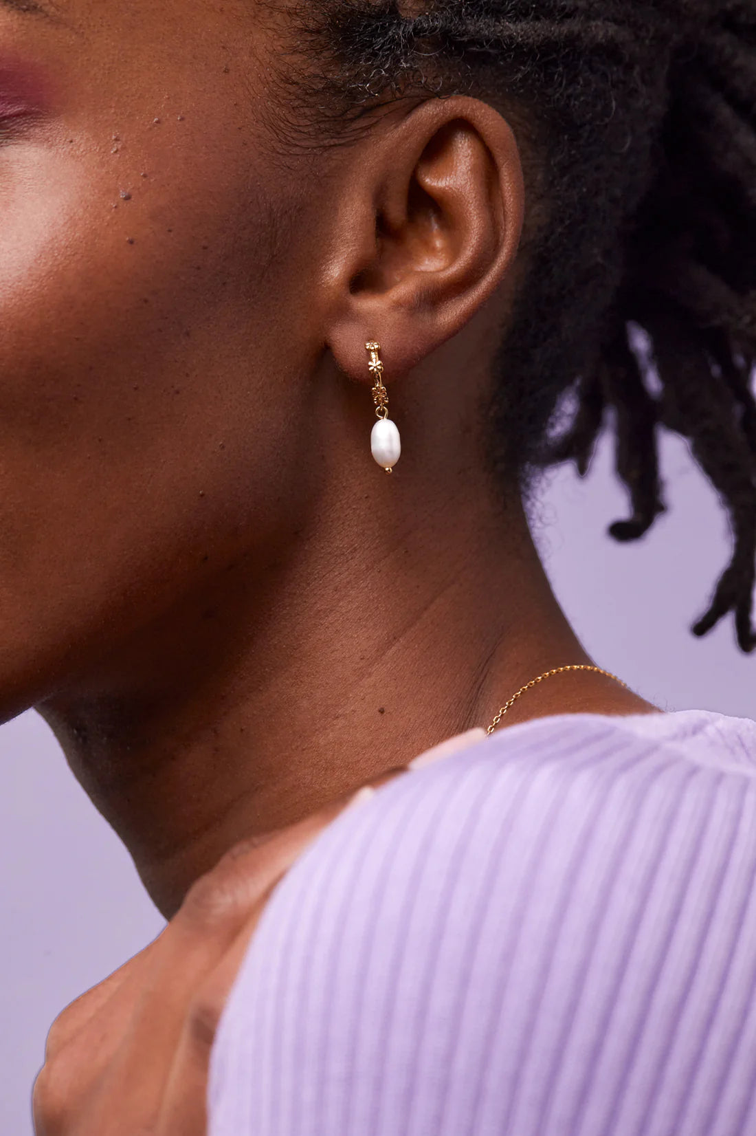 Flower Organic Pearl Drop Earrings GP