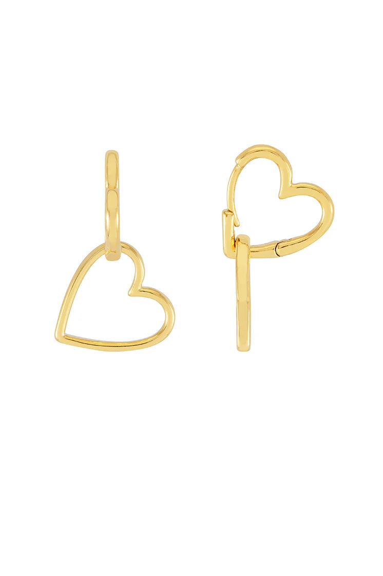Gold Hinged Heart Hoop Earrings