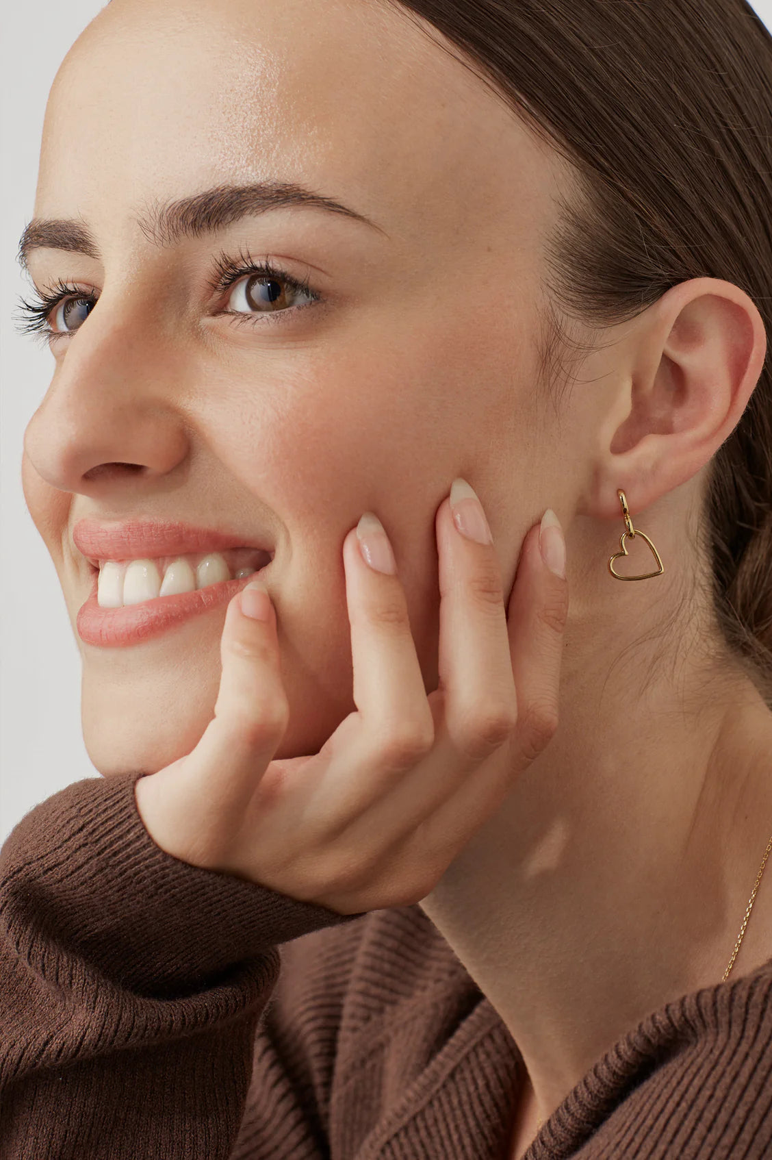 Gold Hinged Heart Hoop Earrings