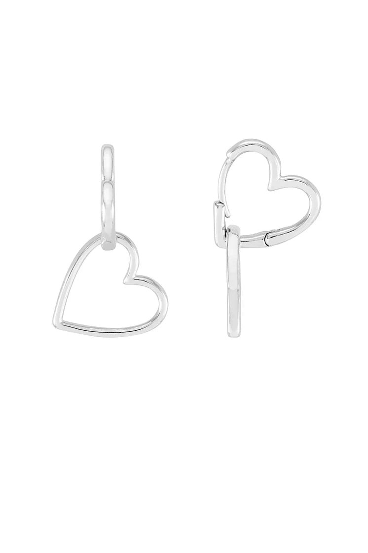 Silver Hinged Heart Hoop Earrings