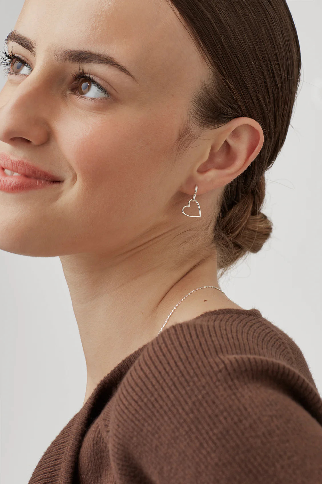 Silver Hinged Heart Hoop Earrings