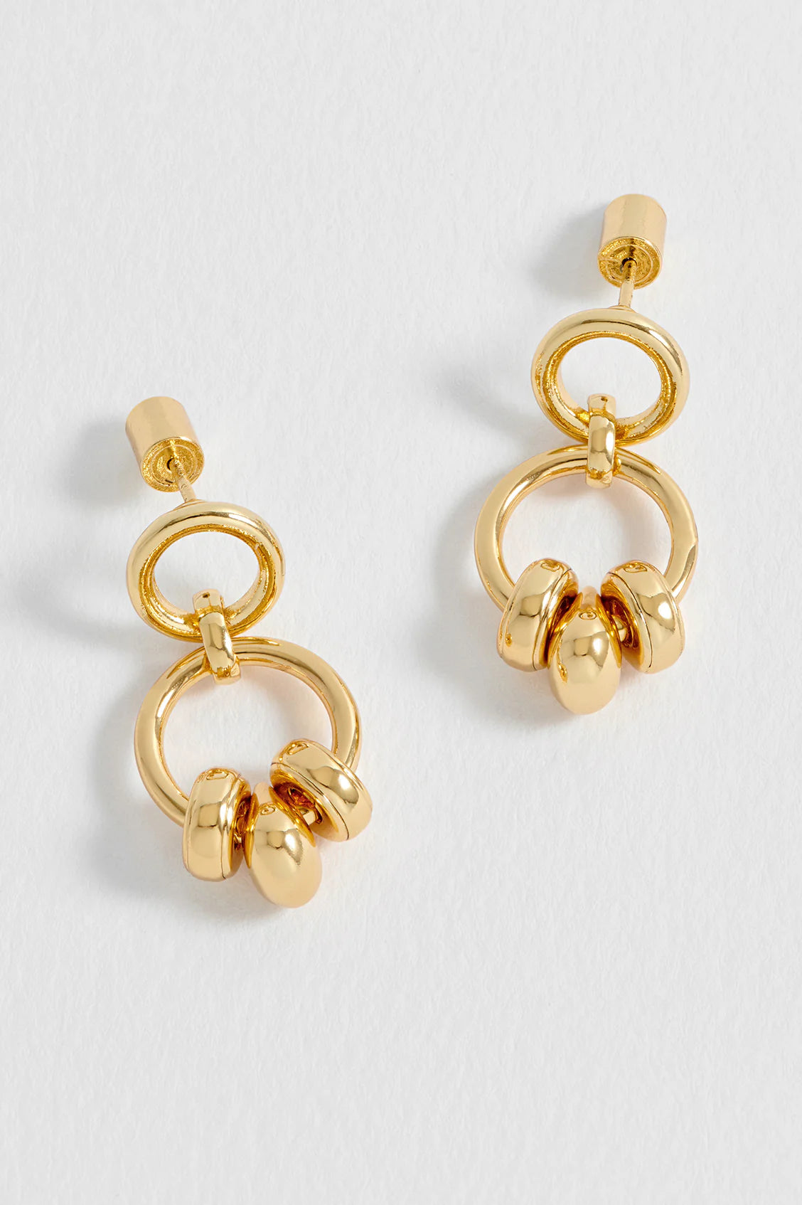 Beaded Circle Drop Earrings - Gold