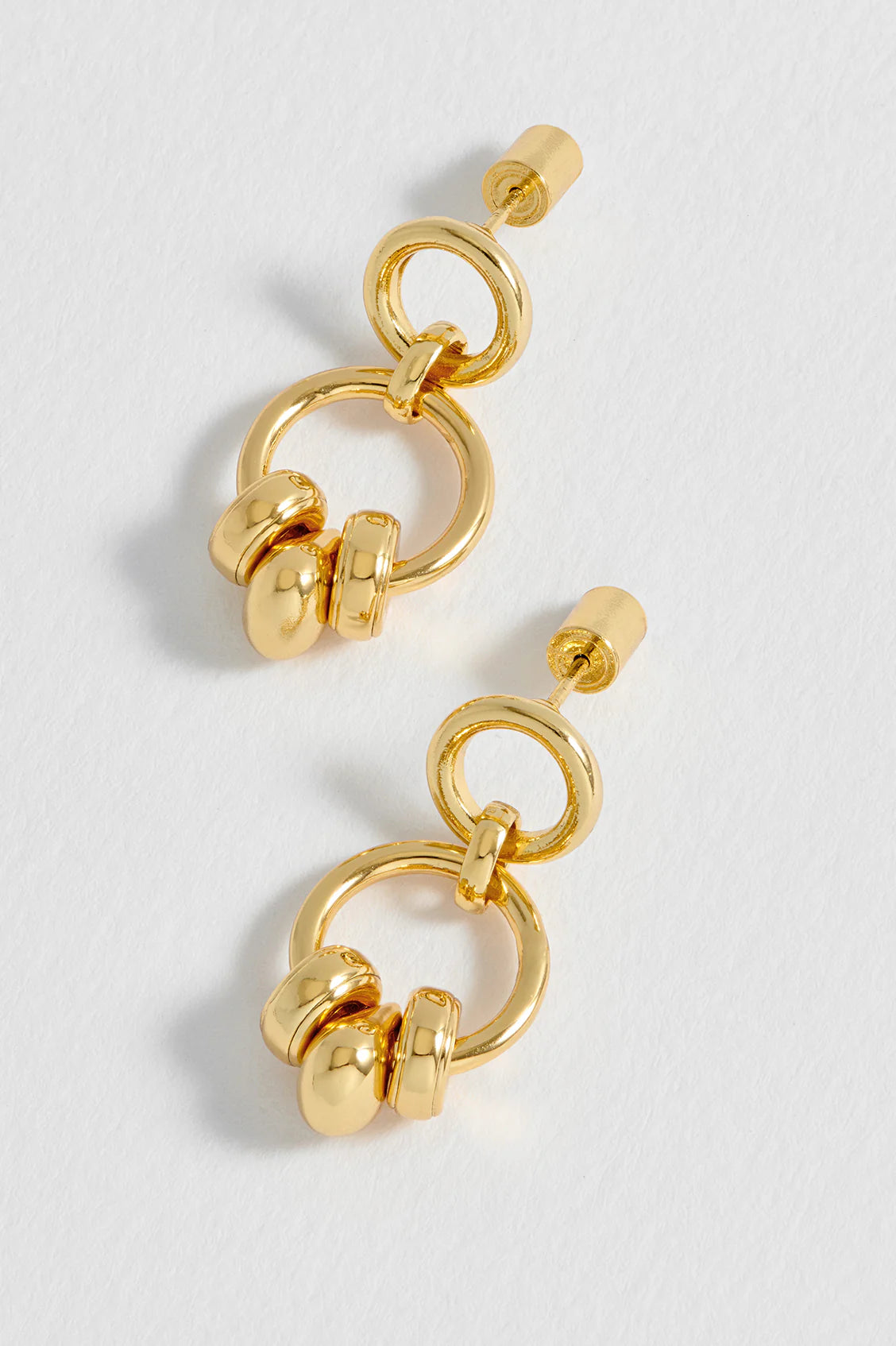 Beaded Circle Drop Earrings - Gold