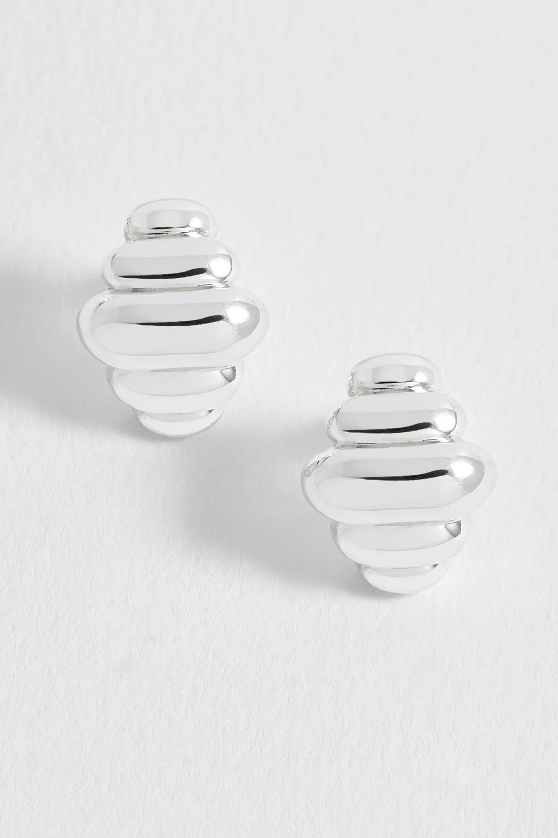 Graduating Sculptural Stud Earrings - Silver