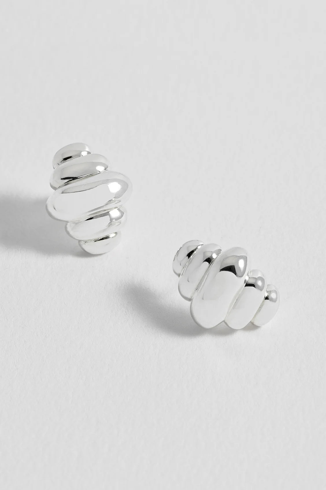 Graduating Sculptural Stud Earrings - Silver