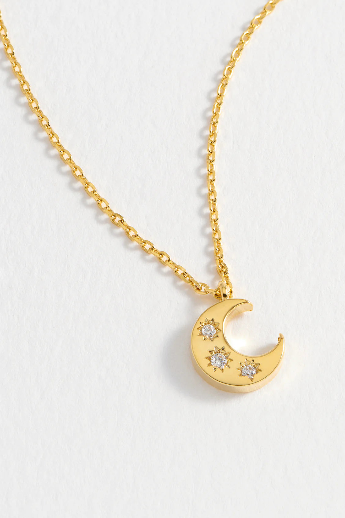 3 Stone Moon Necklace - Gold Plated