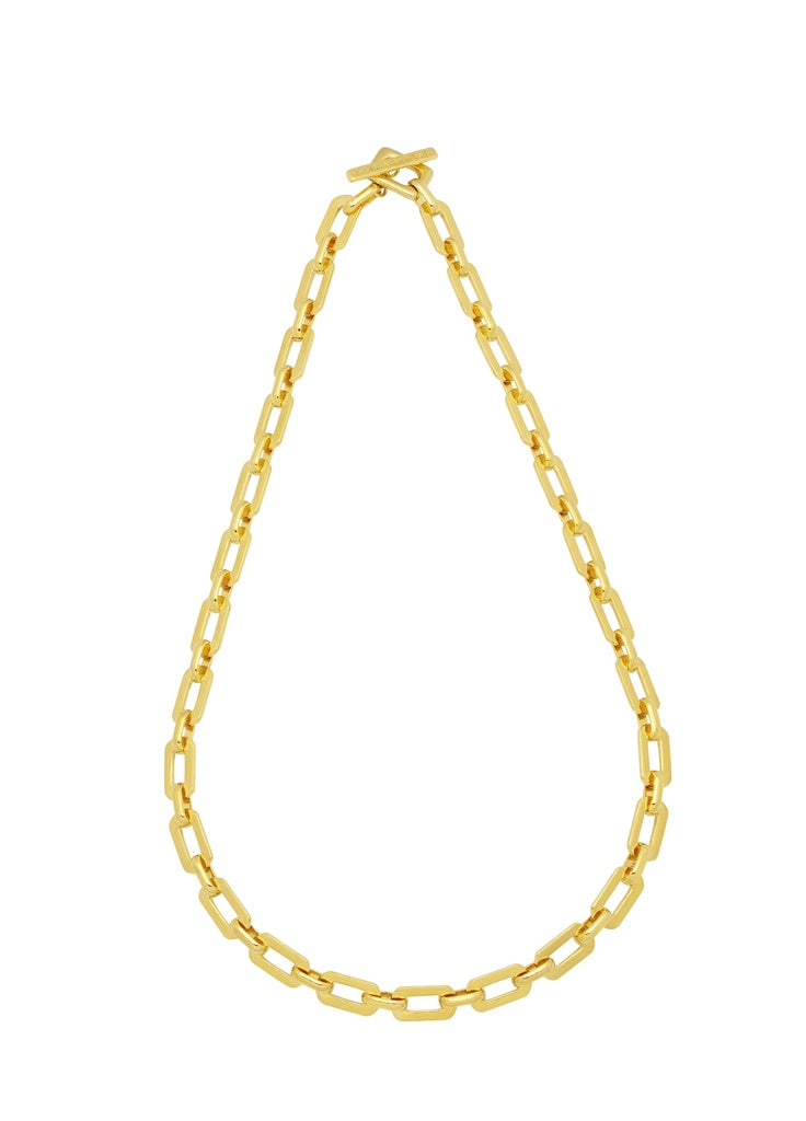 Square Link T-Bar Necklace - Gold