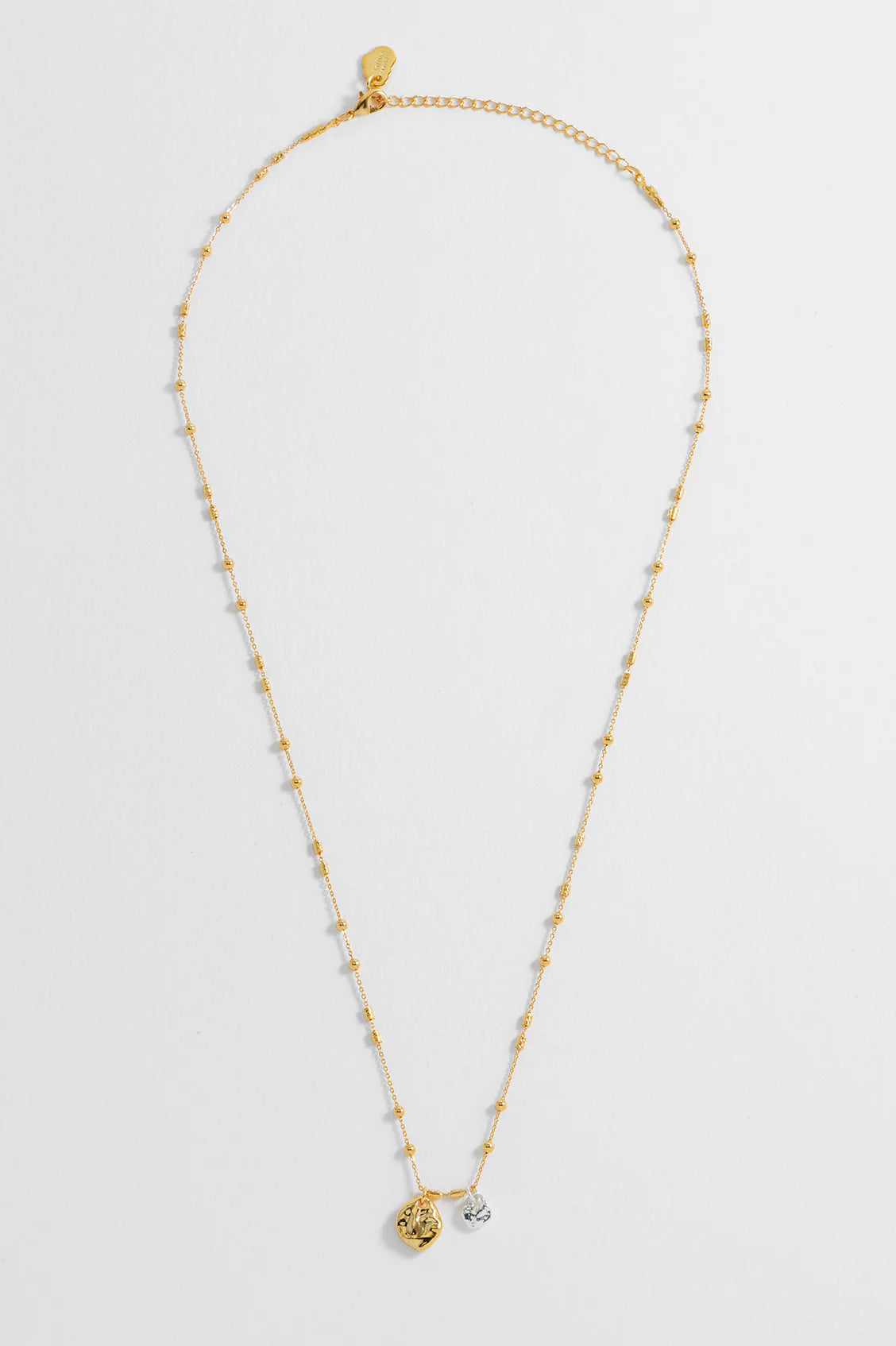 Gold Triple Beaded Chain & Molten Pebbles Necklace