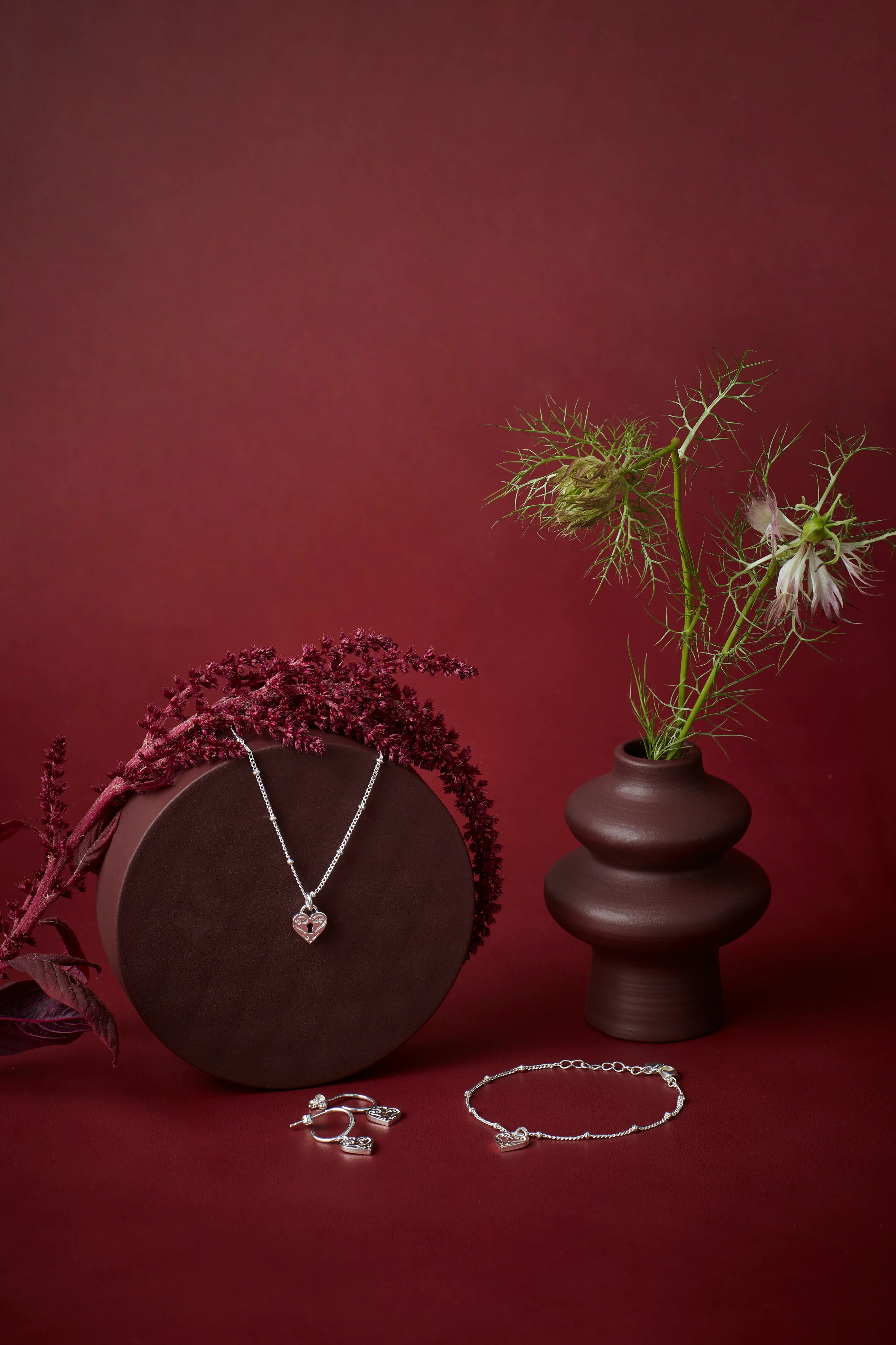 Silver Engraved Heart Padlock Necklace