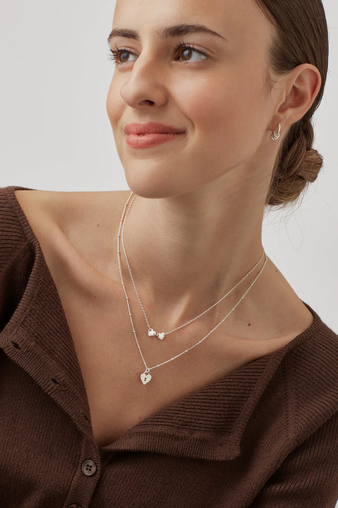 Silver Engraved Heart Padlock Necklace