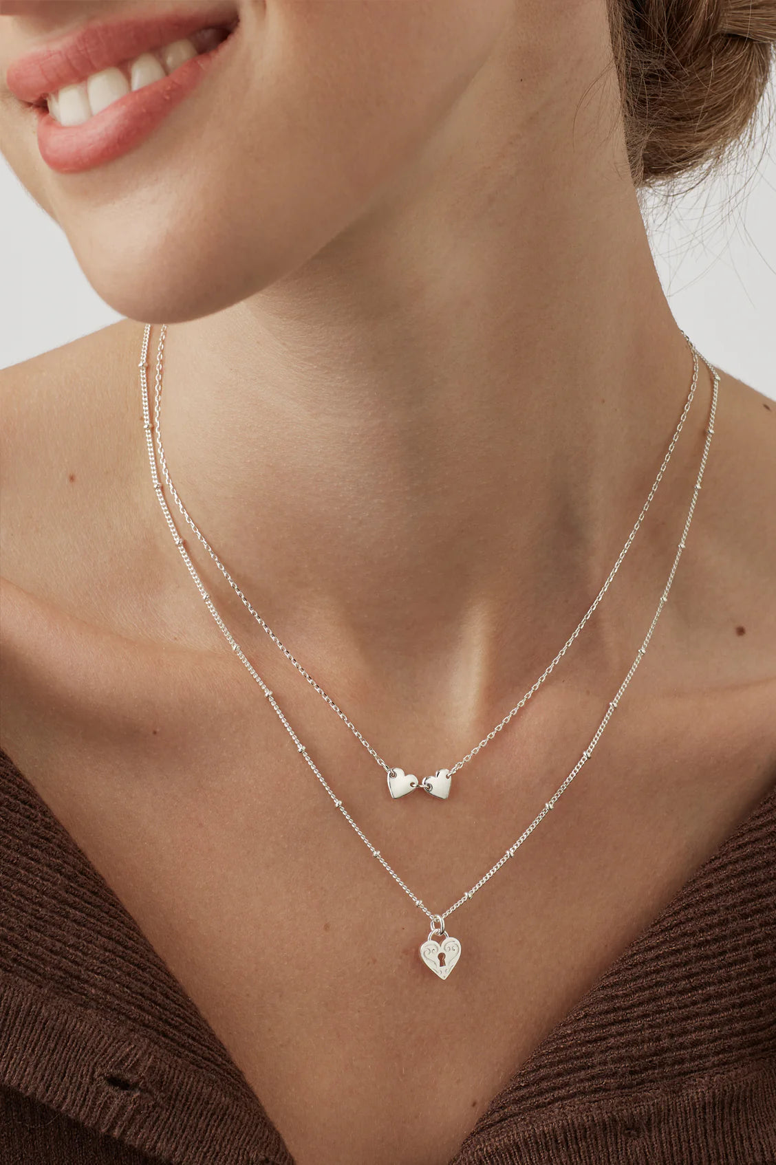 Silver Engraved Heart Padlock Necklace