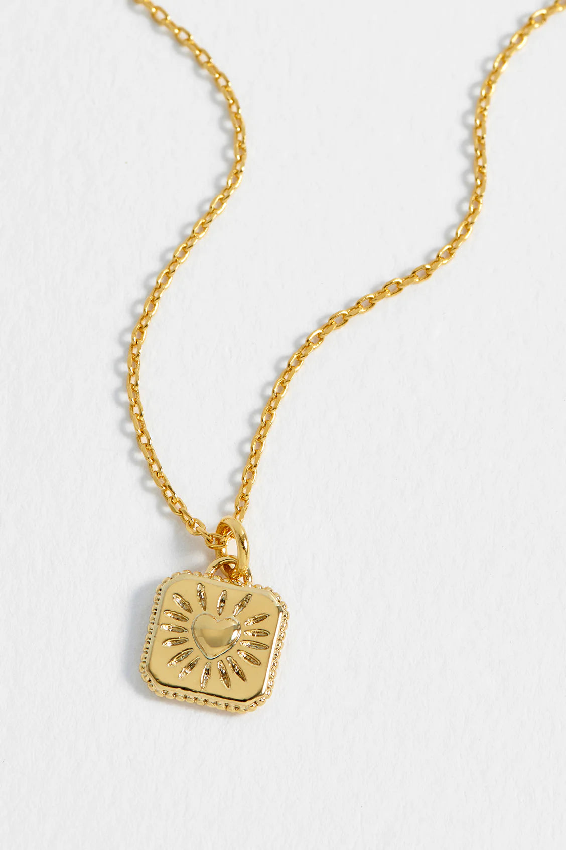 Gold Bobble Heart Tablet Necklace