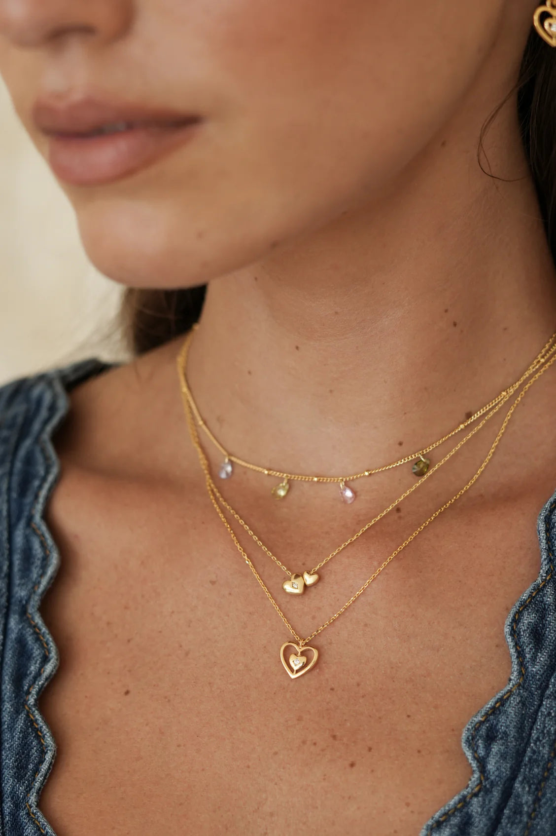 Estella Bartlett - Multi CZ Pear Drop Necklace