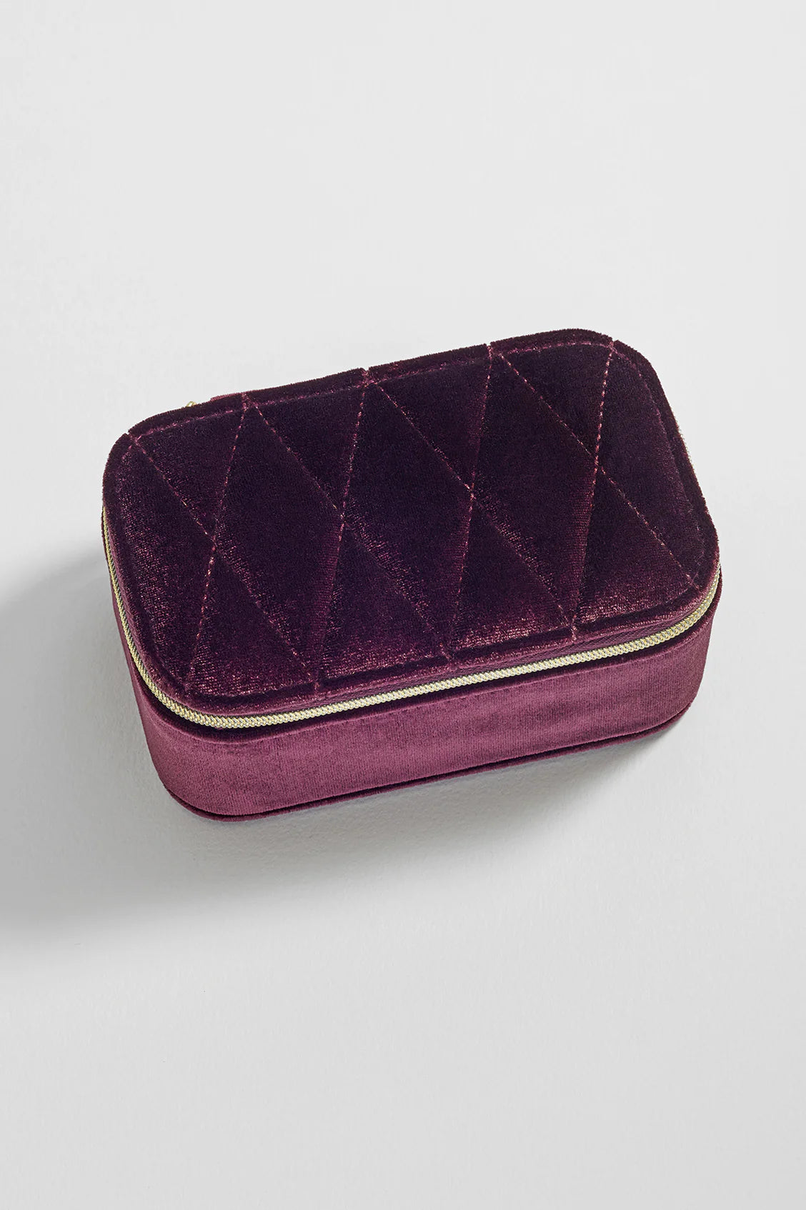 Quilted Lid Mini Jewellery Box - Deep Burgundy