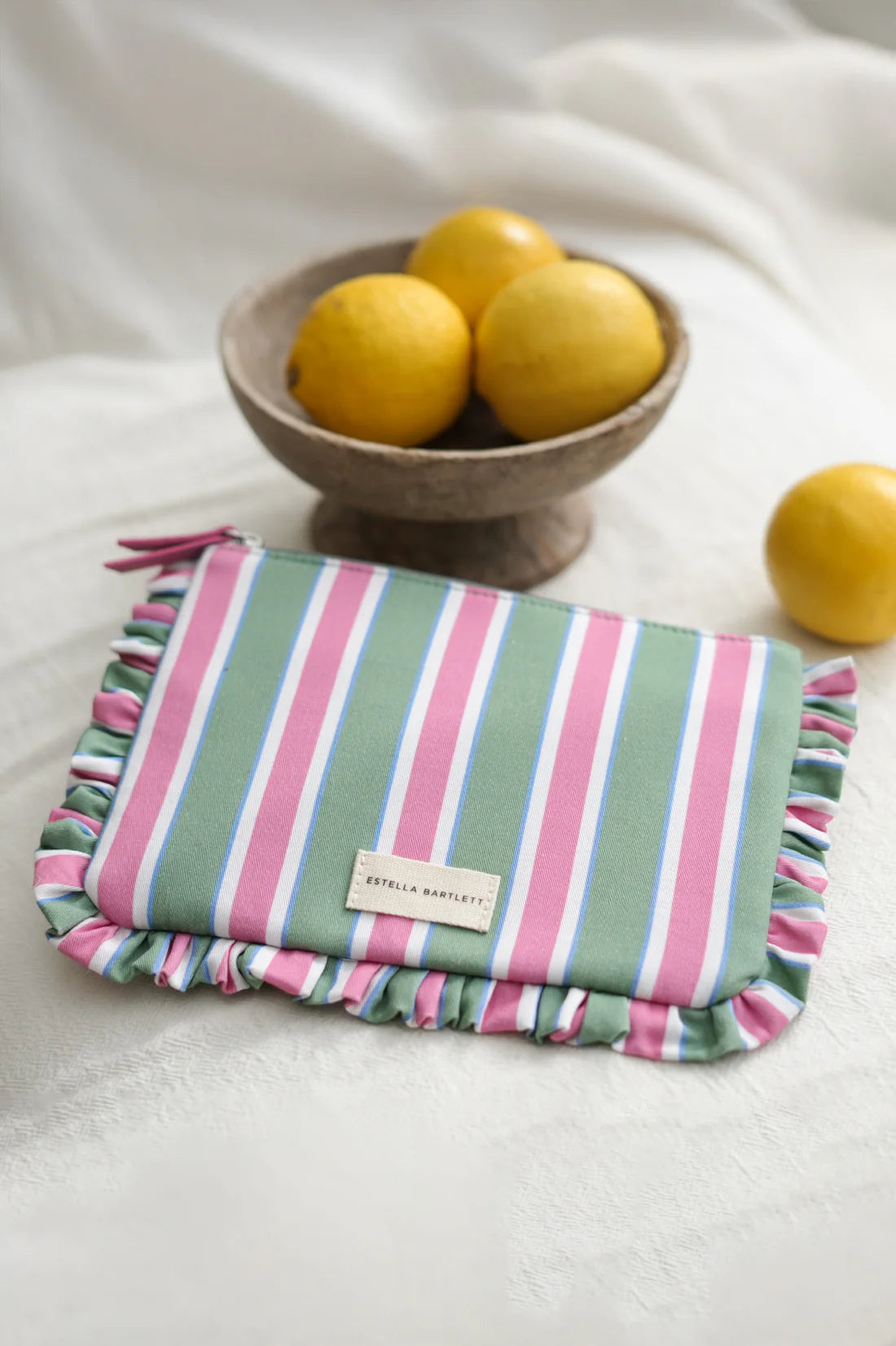 Estella Bartlett - Green Stripe Ruffle Pouch