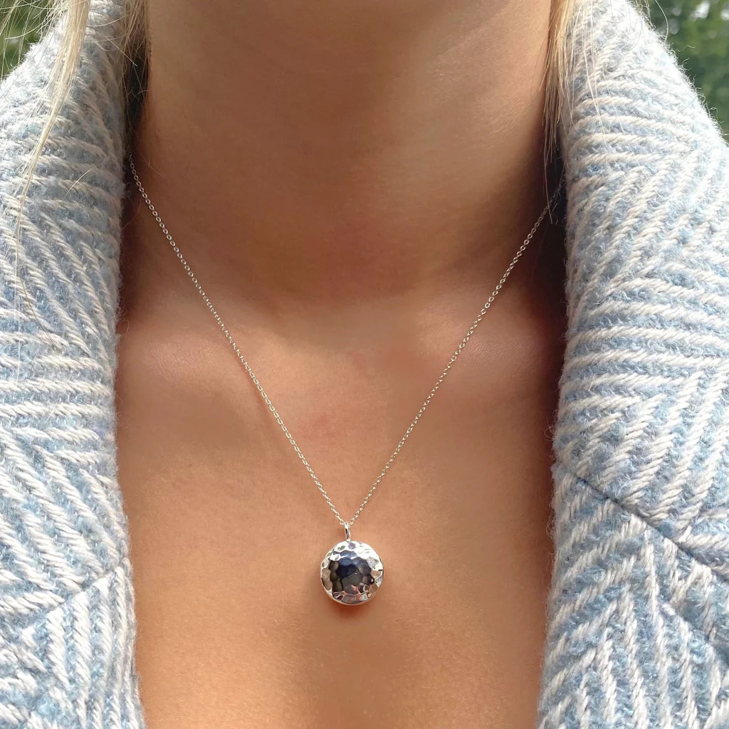 Hammered Sterling Silver Locket Necklace